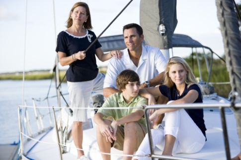 Family on a boat