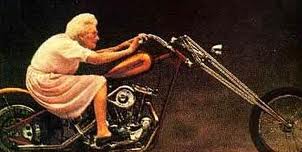 Granny on a motorcycle